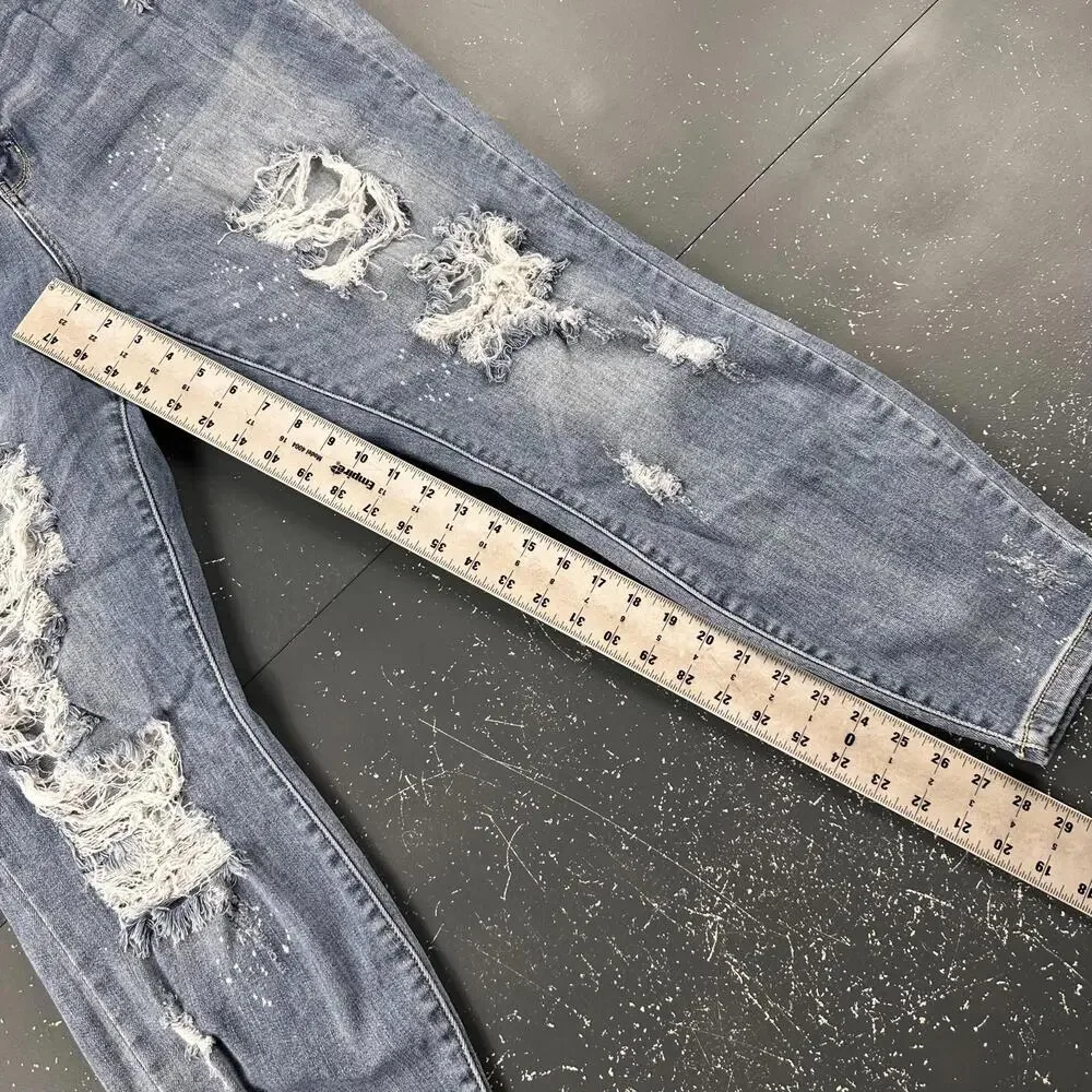 Judy Blue Jeans 36x28 Blue Distressed Skinny Fit Cropped Hi Rise Mom (18W) - Picture 3 of 8